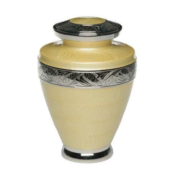 Brass Cremation Urn Enamel Overlay– Adult-Cremation Urns-Bogati-Yellow-Afterlife Essentials