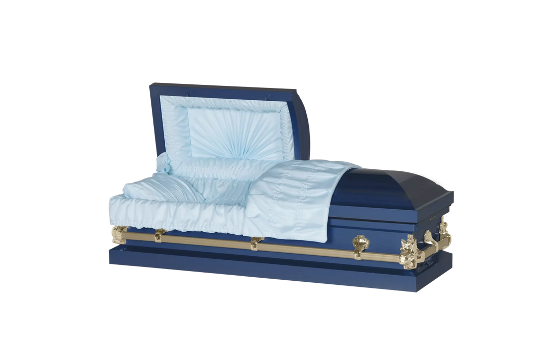 Steel Pet Casket - Dark Blue & Gold-Pet Caskets-Titan Caskets-Afterlife Essentials