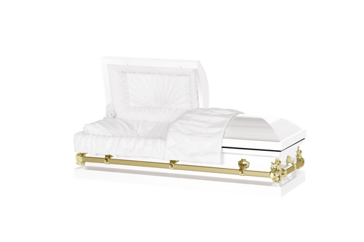 Steel Pet Casket - White & Gold-Pet Caskets-Titan Caskets-Afterlife Essentials