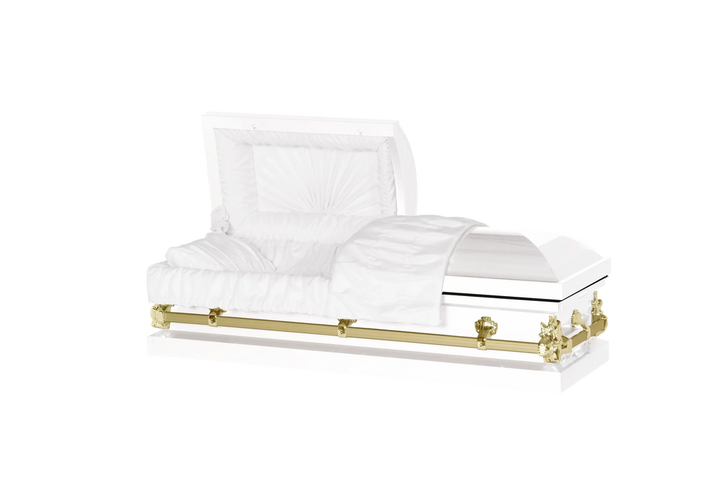 Steel Pet Casket - White & Gold-Pet Caskets-Titan Caskets-Afterlife Essentials