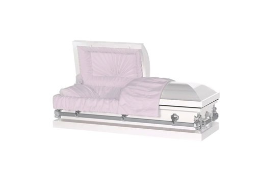 Steel Pet Casket - White & Silver with Pink-Pet Caskets-Titan Caskets-Afterlife Essentials