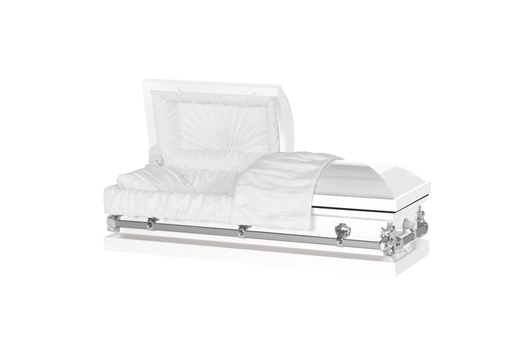 Steel Pet Casket - White & Silver-Pet Caskets-Titan Caskets-Afterlife Essentials