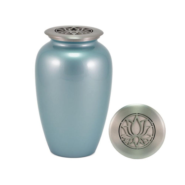 Cascade Scatter™ Classic Lotus Blue Frost Full Size Cremation Urn-Cremation Urns-Terrybear-Afterlife Essentials