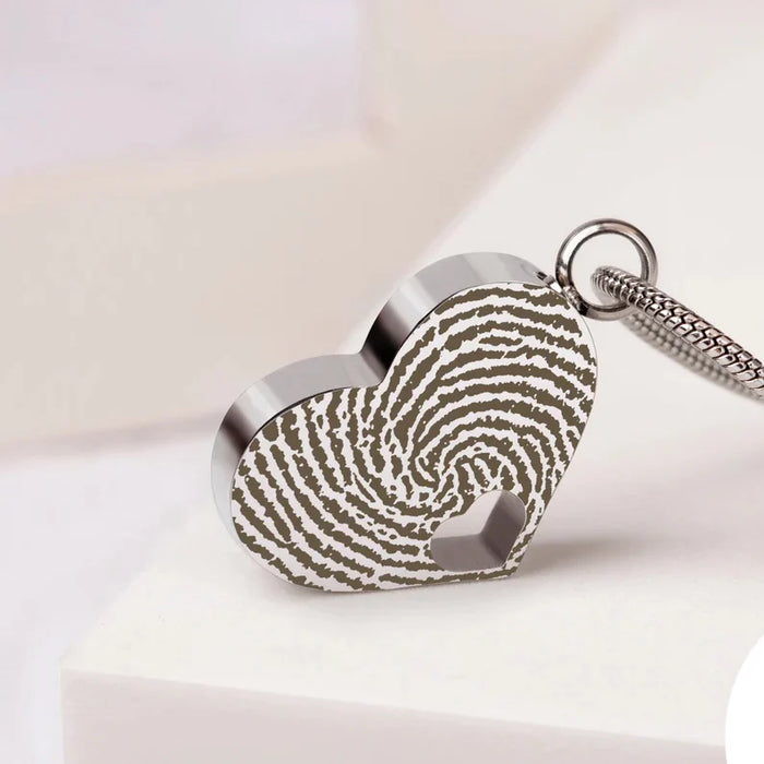Sideways Heart Fingerprint Memorial Necklace Cremation Jewelry-Jewelry-Anavia-Afterlife Essentials