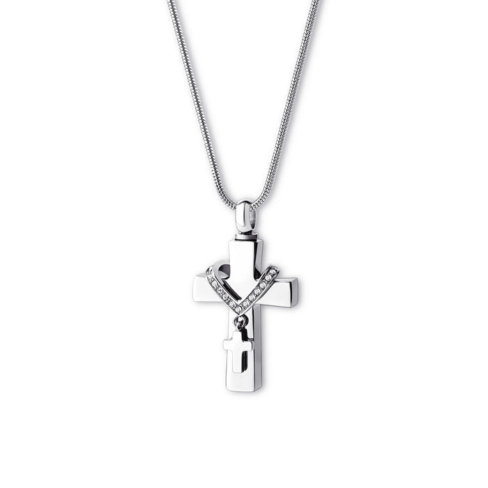 Premium Collet Cross Memorial Necklace Cremation Jewelry-Jewelry-Anavia-Afterlife Essentials
