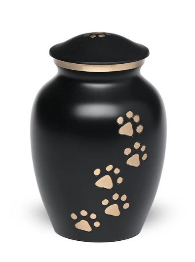 Small Brass Pet Urn-"Paws to Heaven"-30 cu-Cremation Urns-Bogati-Afterlife Essentials