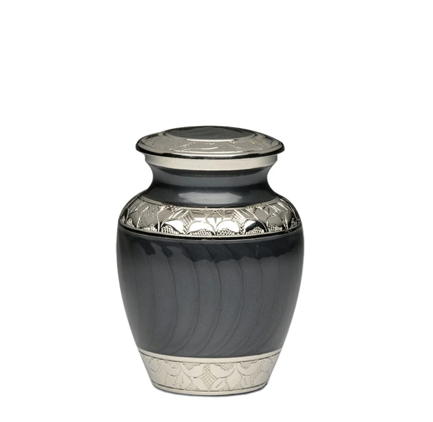 Elegant Enamel and Nickel Cremation Urn – EXTRA SMALL-Cremation Urns-Bogati-Charcoal-Afterlife Essentials