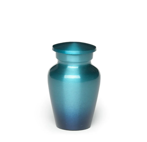 Alloy Cremation Urn in Beautiful Sunset (Copper-2 shades) Ombre – Keepsake-Cremation Urns-Bogati-Blue-Afterlife Essentials