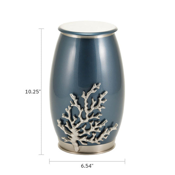 Windsong™ Coral Moonlight Blue/Pewter Full Size Cremation Urn-Cremation Urns-Terrybear-Afterlife Essentials