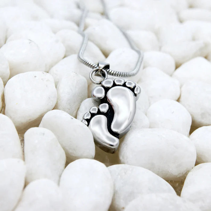 Footprint Memorial Necklace Cremation Jewelry-Jewelry-Anavia-Afterlife Essentials
