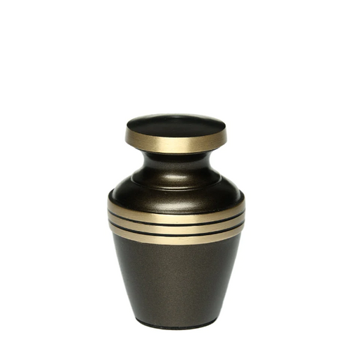 Chestnut Brown with Brass Bands brass urn-keepsake up to 3 cu. in.-Cremation Urns-Bogati-Afterlife Essentials