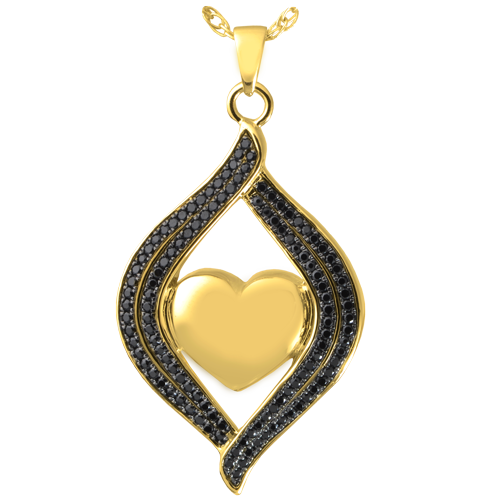 Teardrop Ribbon Heart Midnight Stones Cremation Jewelry-Jewelry-New Memorials-Afterlife Essentials