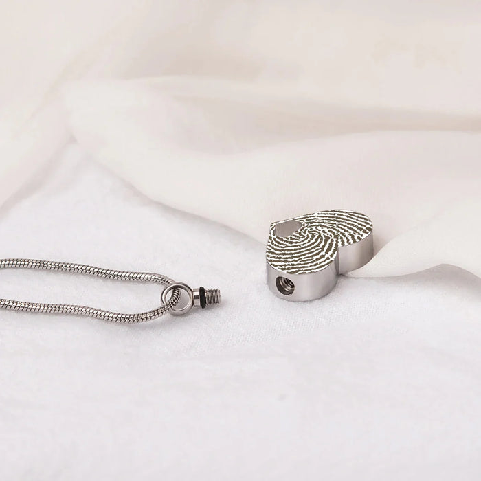 Sideways Heart Fingerprint Memorial Necklace Cremation Jewelry-Jewelry-Anavia-Afterlife Essentials
