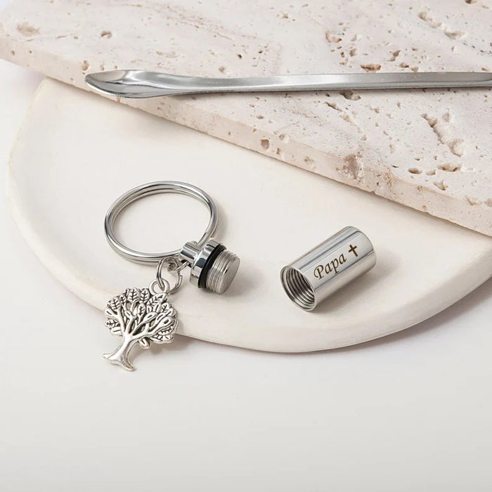 Tree of Life Charm Polish Cylinder Memorial Key Chain-Jewelry-Anavia-Afterlife Essentials