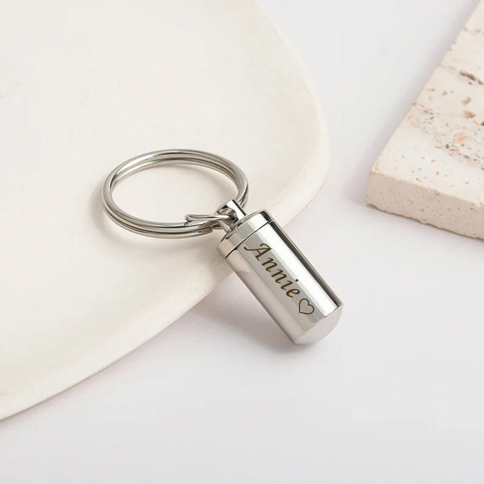 Polished Cylinder Memorial Key Chain-Jewelry-Anavia-Afterlife Essentials