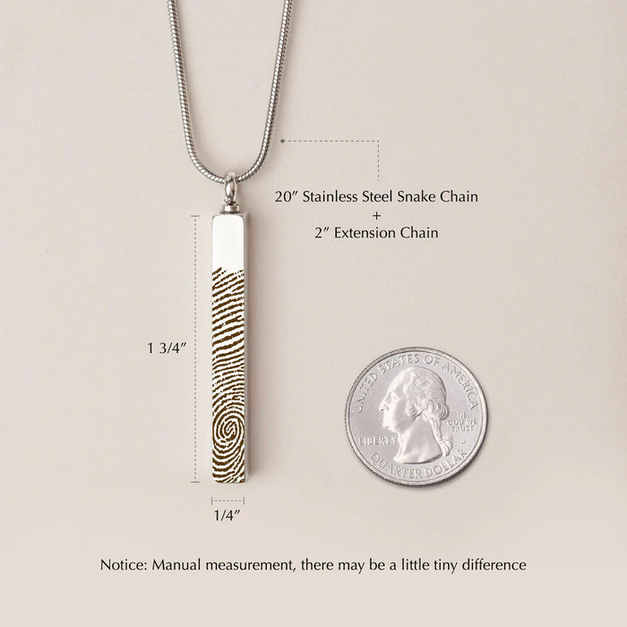 4-Sided Bar Fingerprint Memorial Necklace Cremation Jewerly-Jewelry-Anavia-Afterlife Essentials