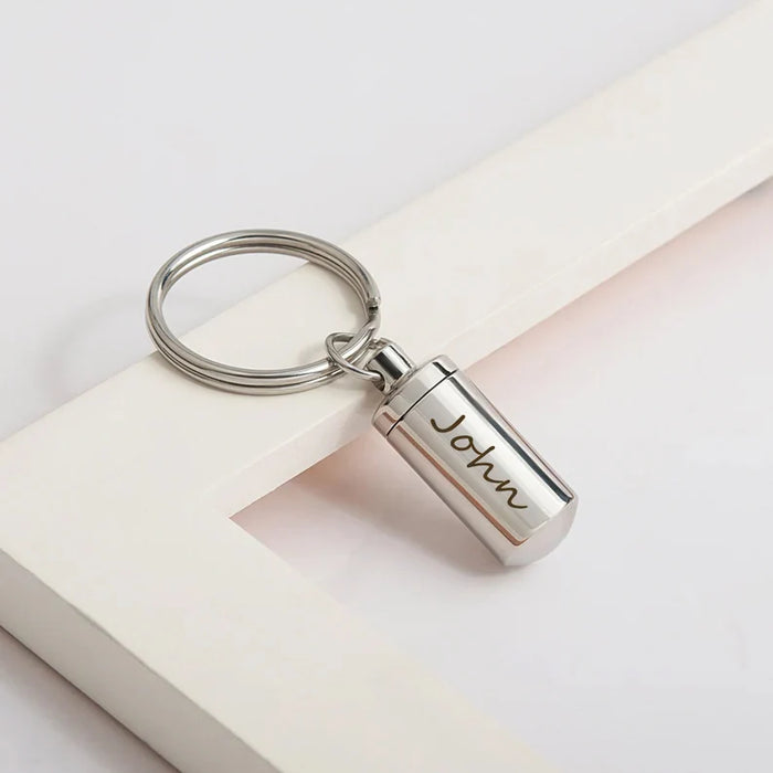 Polished Cylinder Memorial Key Chain-Jewelry-Anavia-Afterlife Essentials
