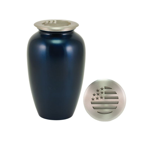Cascade Scatter™ Classic Flag Midnight Blue Full Size Cremation Urn-Cremation Urns-Terrybear-Afterlife Essentials