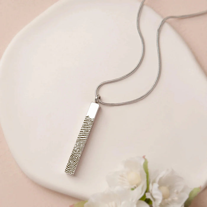 4-Sided Bar Fingerprint Memorial Necklace Cremation Jewerly-Jewelry-Anavia-Afterlife Essentials