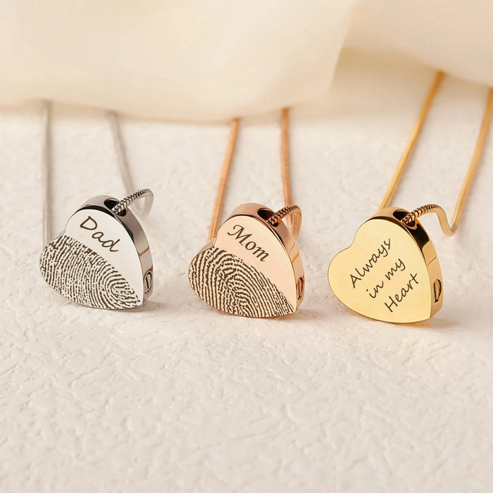Half Heart Fingerprint Memorial Necklace Cremation Jewelry-Jewelry-Anavia-Afterlife Essentials