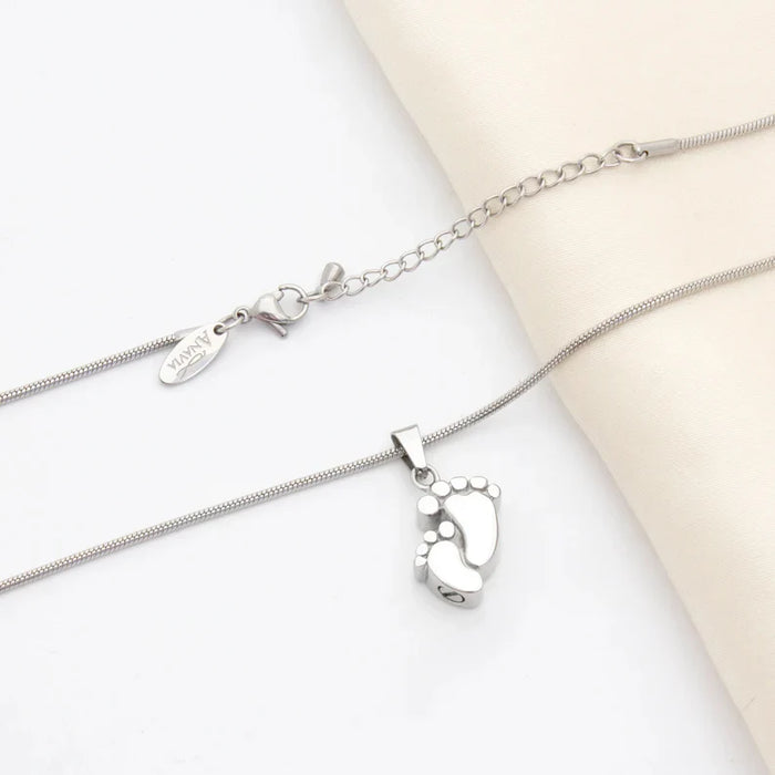 Footprint Memorial Necklace Cremation Jewelry-Jewelry-Anavia-Afterlife Essentials
