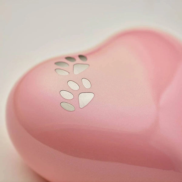 Arielle Pearl Pink Heart Paw Urn-Cremation Urns-Terrybear-Afterlife Essentials