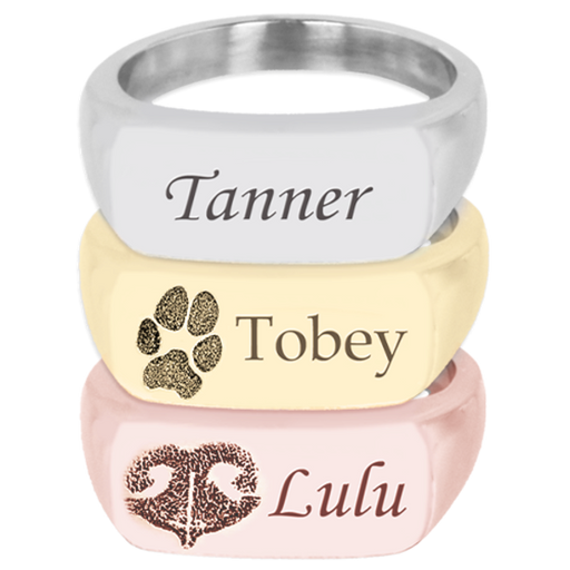 Rectangle Ring Fingerprint Cremation Jewelry-Jewelry-New Memorials-Afterlife Essentials