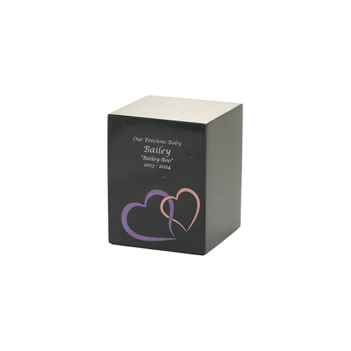 Monumental Memorials Hearts Pink Black Extra Small Cremation Urn-Cremation Urns-Terrybear-Afterlife Essentials