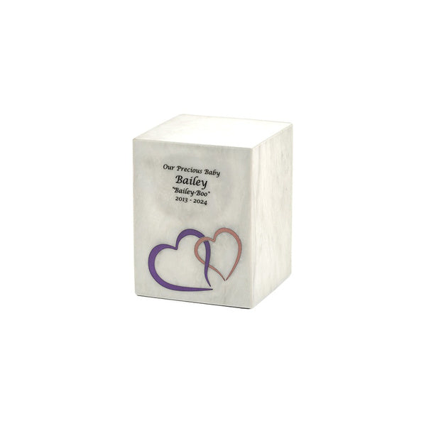 Monumental Memorials Hearts Pink White Extra Small Cremation Urn-Cremation Urns-Terrybear-Afterlife Essentials