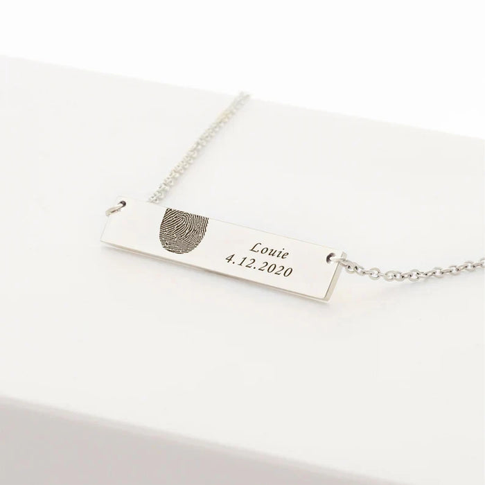 Horizontal Bar Fingerprint Memorial Necklace-Jewelry-Anavia-Afterlife Essentials
