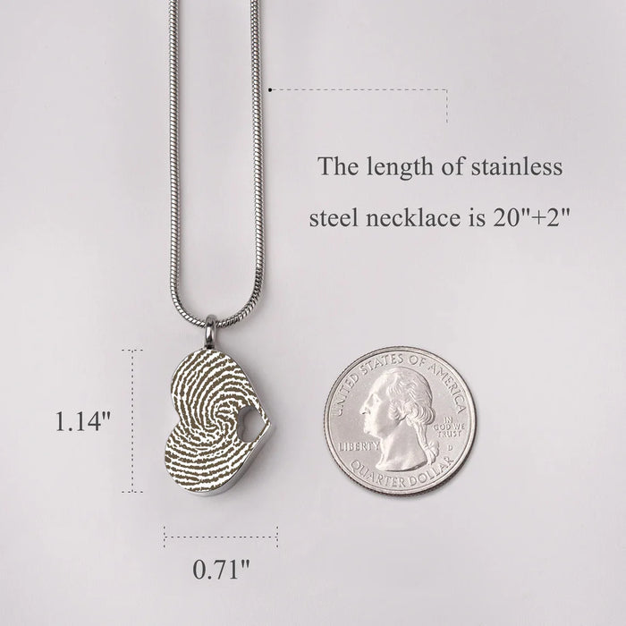 Sideways Heart Fingerprint Memorial Necklace Cremation Jewelry-Jewelry-Anavia-Afterlife Essentials