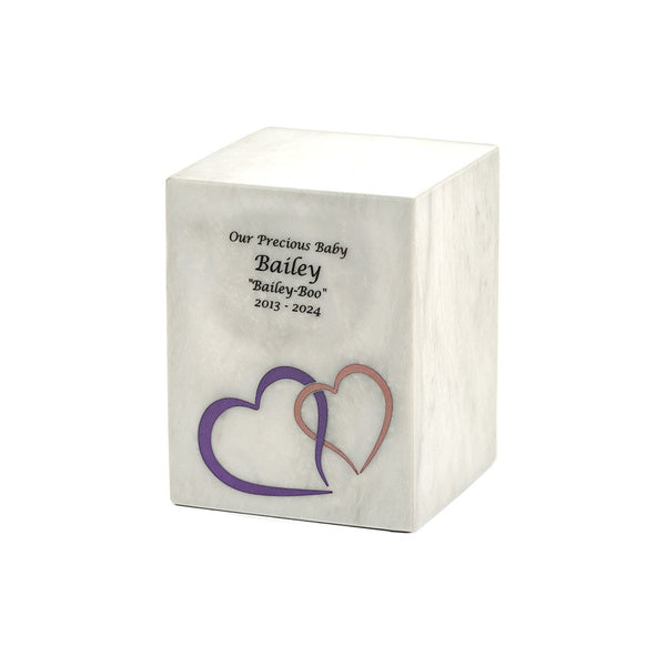 Monumental Memorials Hearts Pink White Medium Cremation Urn-Cremation Urns-Terrybear-Afterlife Essentials