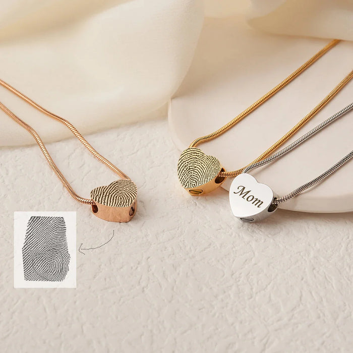 Mini Heart Fingerprint Memorial Necklace Cremation Jewelry-Jewelry-Anavia-Afterlife Essentials