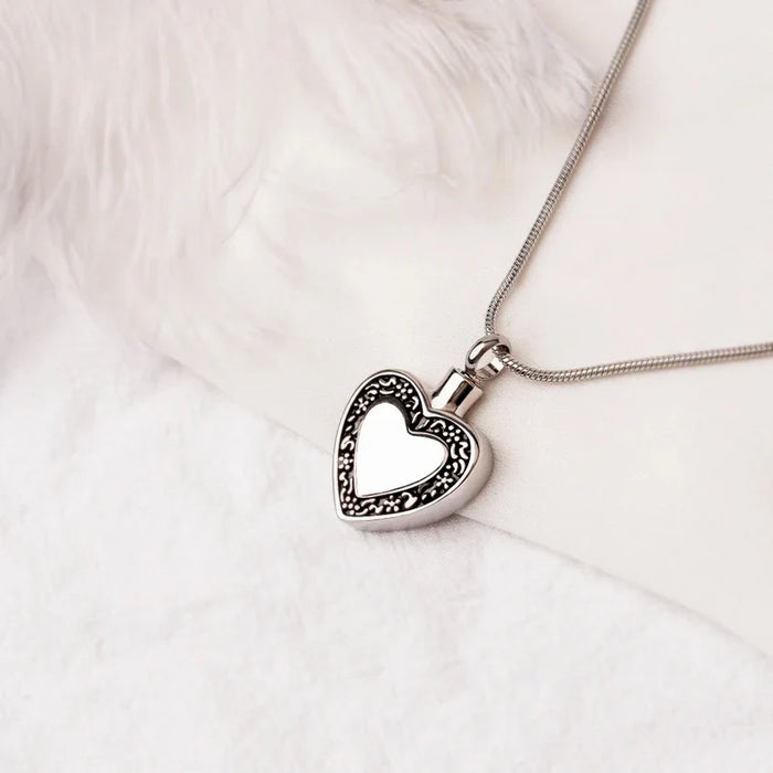 Black Floral Heart Memorial Necklace Cremation Jewelry-Jewelry-Anavia-Afterlife Essentials