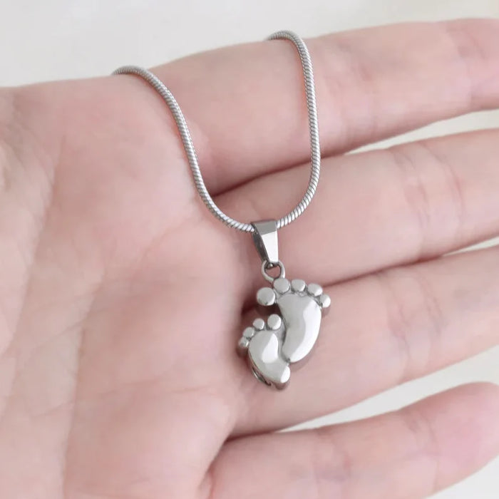 Footprint Memorial Necklace Cremation Jewelry-Jewelry-Anavia-Afterlife Essentials