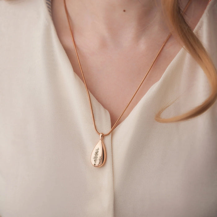 Birth Flower Teardrop Memorial Necklace-Jewelry-Anavia-Afterlife Essentials