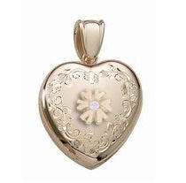 14K Yellow Gold Cremation & Hair Locket w/ Diamond Center Jewelry - 610PG65356-Jewelry-Photograve-14K Yellow Gold-3/4" X 3/4"-Afterlife Essentials