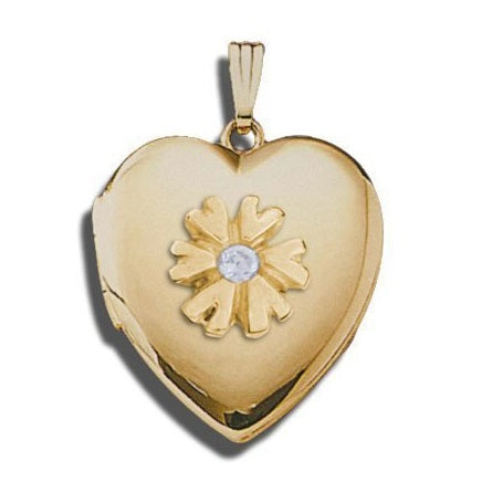 14K Yellow Gold Cremation & Hair Locket w/ Diamond Center Jewelry - 610PG65344-Jewelry-Photograve-14K Yellow Gold-1" X 1"-Afterlife Essentials