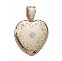 14K Yellow Gold Cremation & Hair Locket w/ Diamond Center Jewelry - 610PG65355-Jewelry-Photograve-14K Yellow Gold-3/4" X 3/4"-Afterlife Essentials