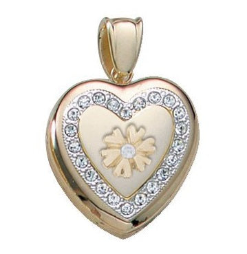 14K Yellow Gold Cremation & Hair Locket w/ Diamond Center Jewelry - 610PG65325-Jewelry-Photograve-14K Yellow Gold-3/4" X 3/4"-Afterlife Essentials