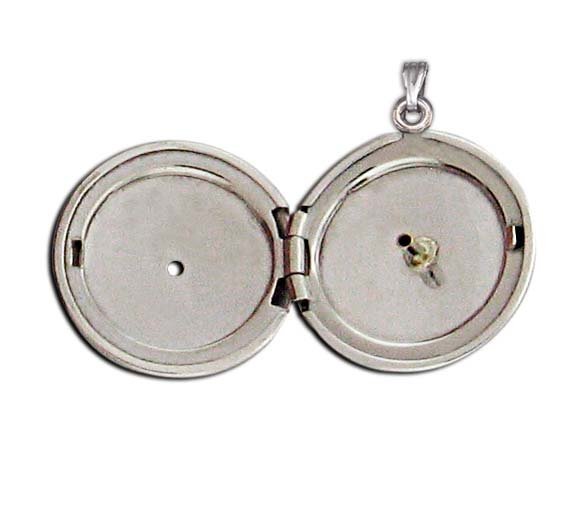 14K White Gold Cremation & Hair Locket w/ Diamond Center Jewelry - 610PG65326-Jewelry-Photograve-14K White Gold-3/4" X 3/4"-Afterlife Essentials