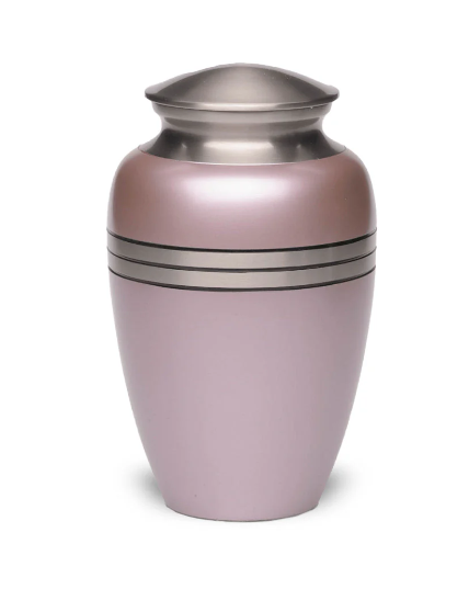 Classic Brass Cremation Urn with Three Rings-Cremation Urns-Bogati-Metallic Pink-Afterlife Essentials