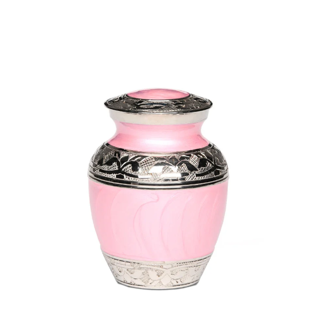 Elegant Enamel and Nickel Cremation Urn – EXTRA SMALL-Cremation Urns-Bogati-Pink-Afterlife Essentials