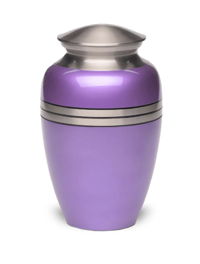 Classic Brass Cremation Urn with Three Rings-Cremation Urns-Bogati-Metallic Purple-Afterlife Essentials