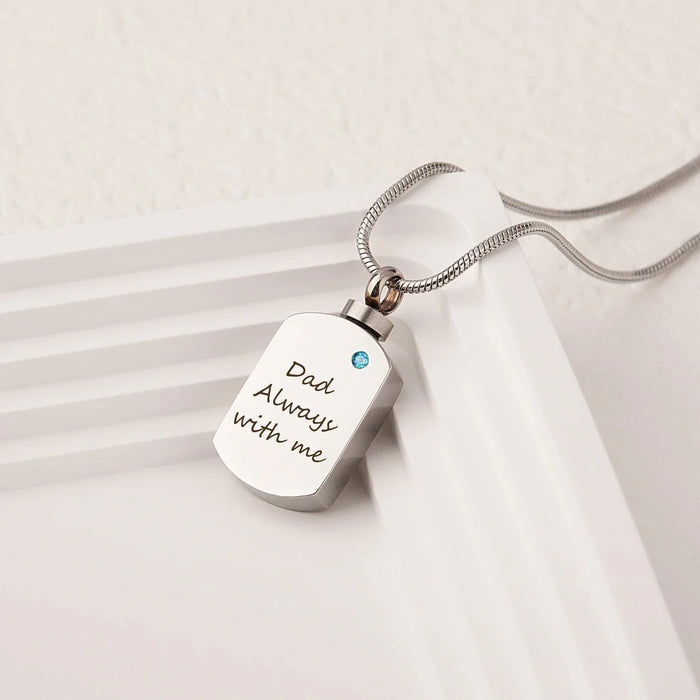 Birthstone Dog Tag Memorial Necklace Cremation Jewelry-Jewelry-Anavia-Afterlife Essentials