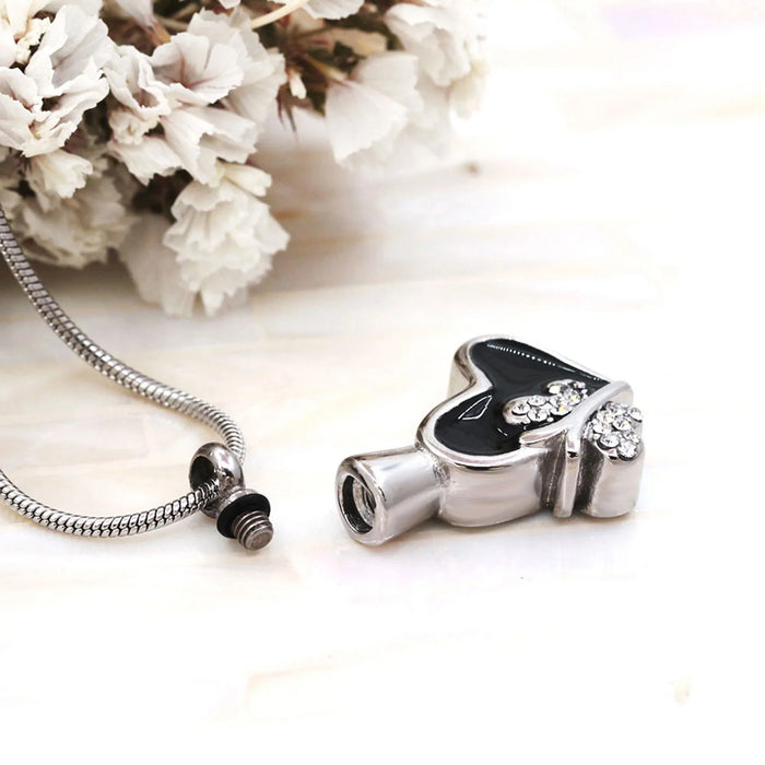 Crystal Black Butterfly Heart Memorial Necklace Cremation Jewelry-Jewelry-Anavia-Afterlife Essentials