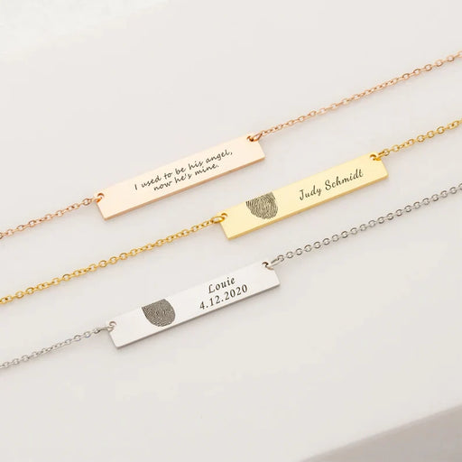 Horizontal Bar Fingerprint Memorial Necklace-Jewelry-Anavia-Afterlife Essentials