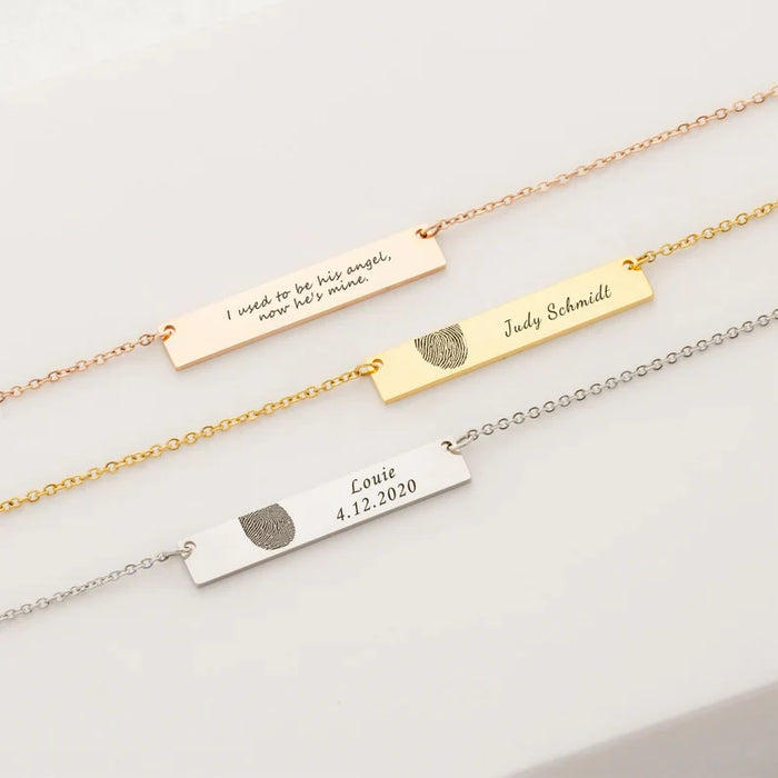 Horizontal Bar Fingerprint Memorial Necklace-Jewelry-Anavia-Afterlife Essentials