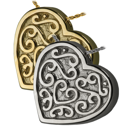 Scroll Heart Cremation Jewelry-Jewelry-New Memorials-Afterlife Essentials