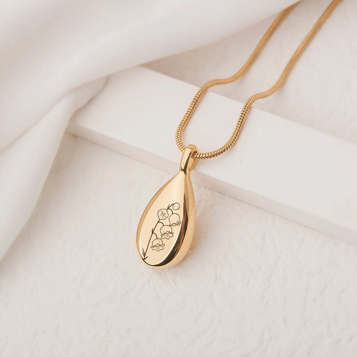 Birth Flower Teardrop Memorial Necklace-Jewelry-Anavia-Afterlife Essentials
